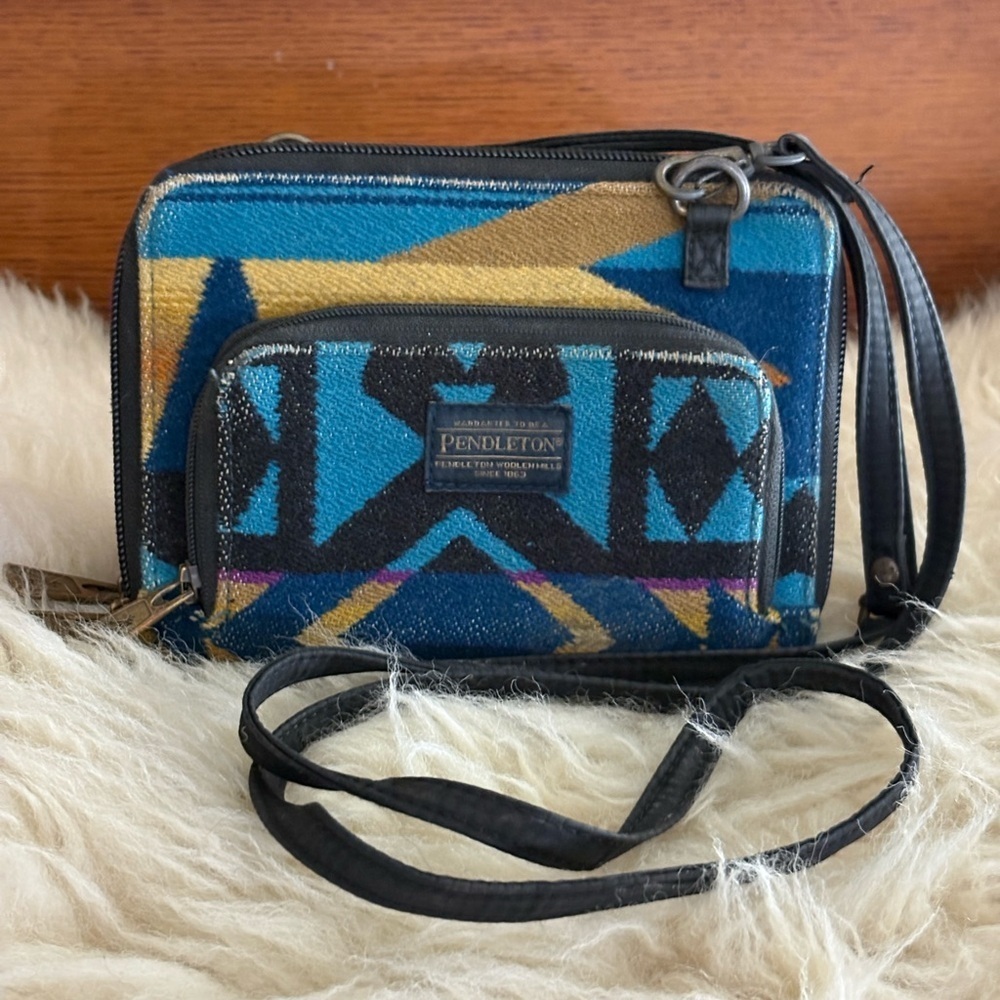 Pendleton Wool Blue and Gold Southwest Crossbody Bag